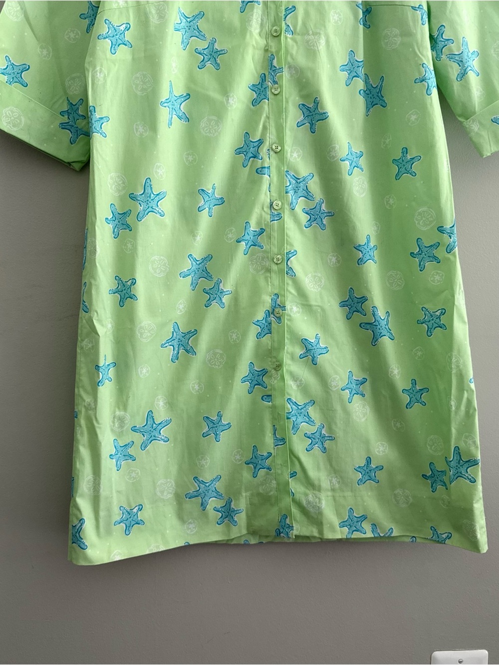 Lilly Pulitzer Vintage White Label Light Green Starfish Button-Up Shirt Dress - Picture 3 of 6